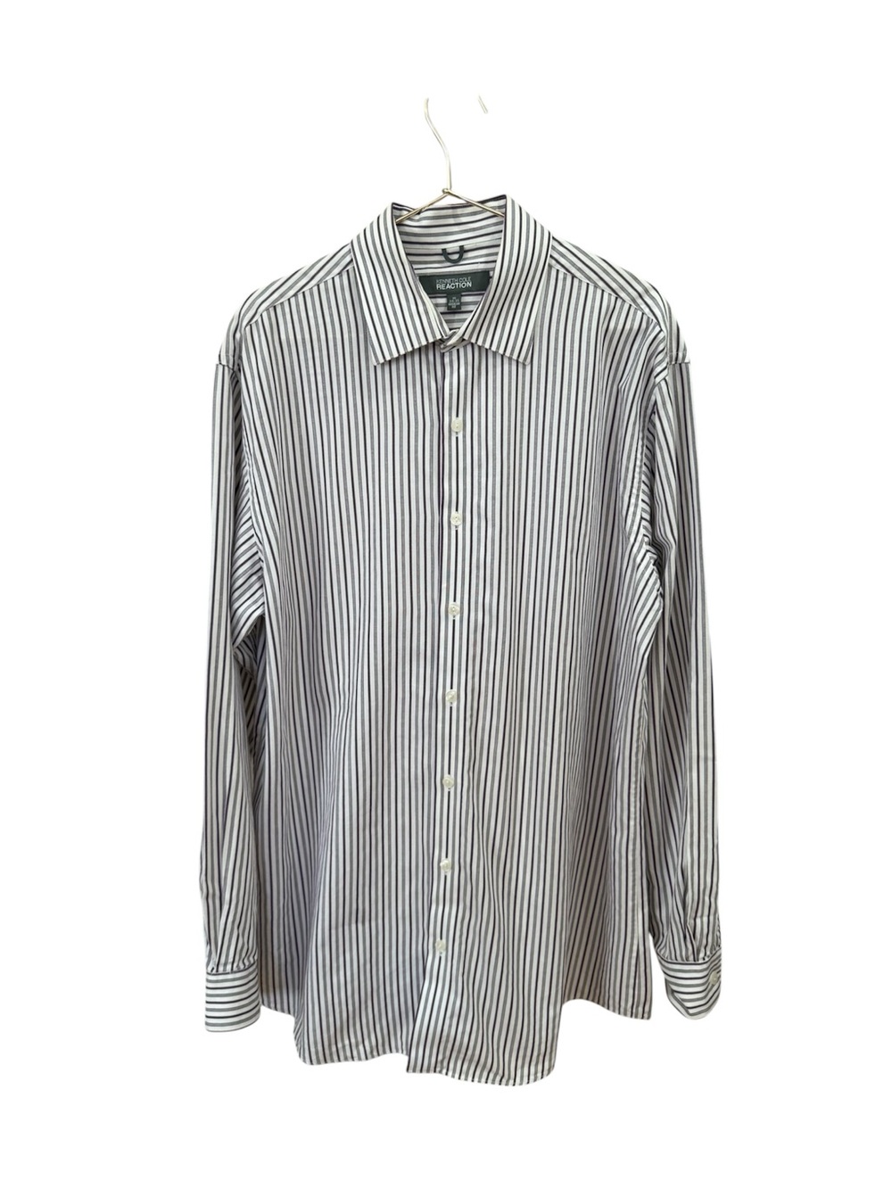 Kenneth Cole Reaction Men's White Shirt with Purple Pinstripes